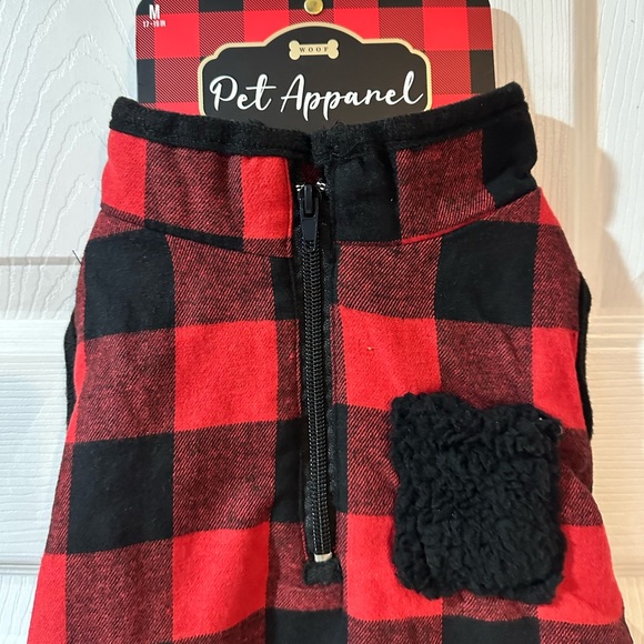 Woof Buffalo Check Pet Jacket - Medium - red/black checkered NWT - Picture 6 of 9